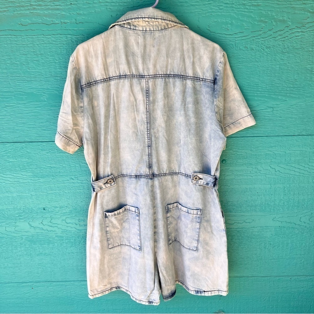 UMGEE UTILITY CARGO DENIM ROMPER BUTTON DOWN POCKETS SIZE MEDIUM NWT - Picture 6 of 6